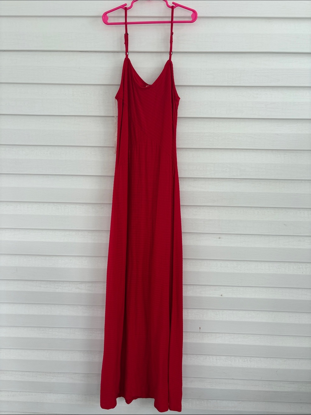 Faded Glory S Red Maxi Slip Dress Spaghetti Strap Minimalist Y2K